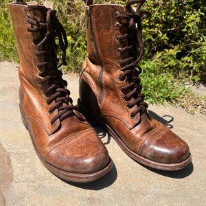 Freebird Women's Chase Leather Combat Boot in Tan Distressed, size 9